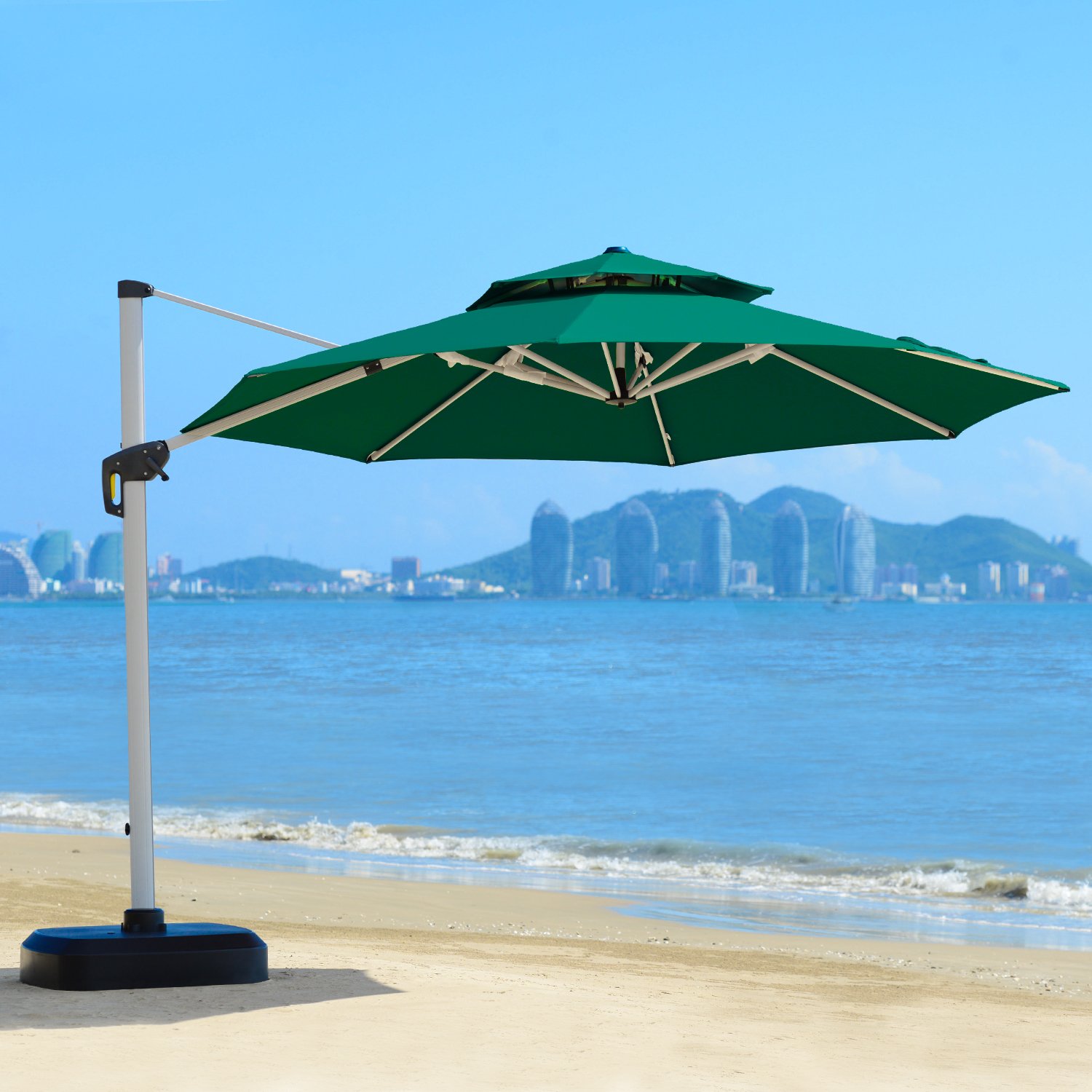 PURPLE LEAF 10 Feet Double Top Round Deluxe Patio Umbrella