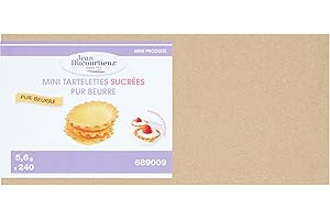 HRVST CHEF'S MARKET French All Butter Mini Shortcrust Tartlet Shells, 1.9" Diameter, 240 Count - Pre-Baked Gourmet Tart Shells