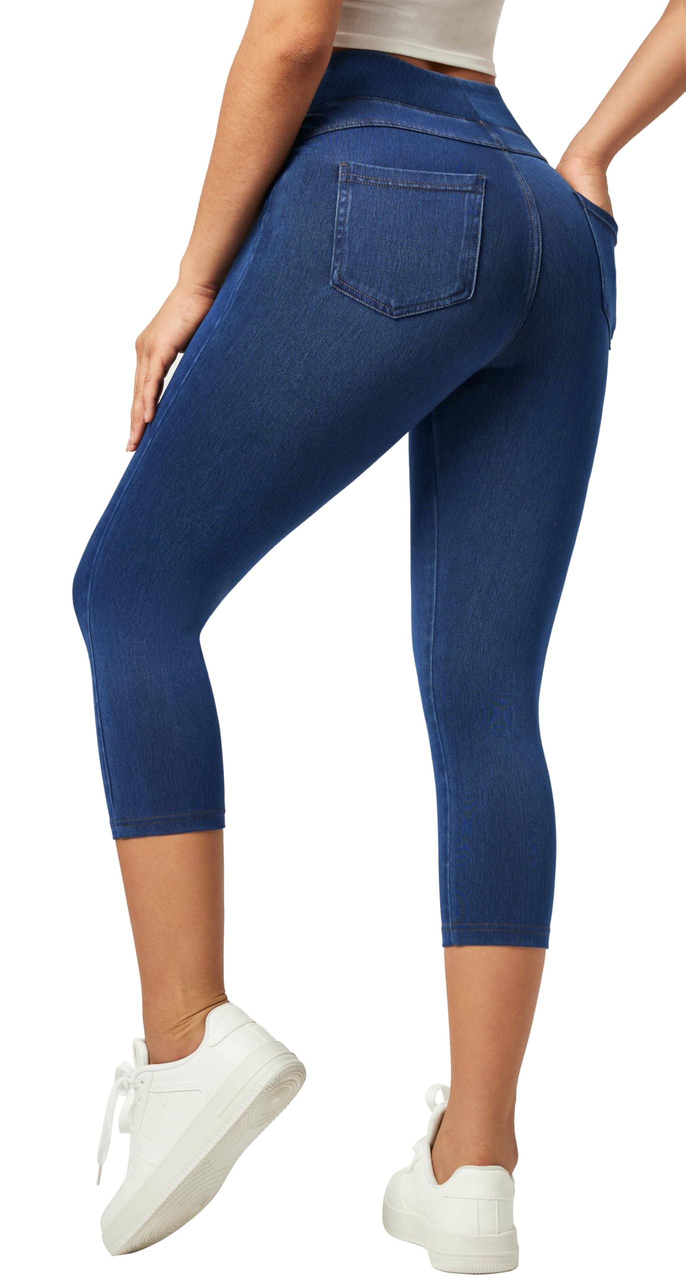 Photo 1 of IUGA Jeggings for Women Pull On Capri Jeans Stretchy Jean Capris High Waisted Denim Capri Leggings Casual Pants with Pockets