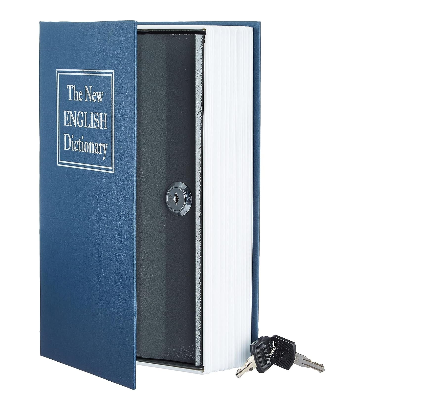 Book Shaped Cash Box, Book Lock with Key, Secret Box for Hiding Money and Jewellery Assorted Colours (18 x 11.5 x 5.5 cm)