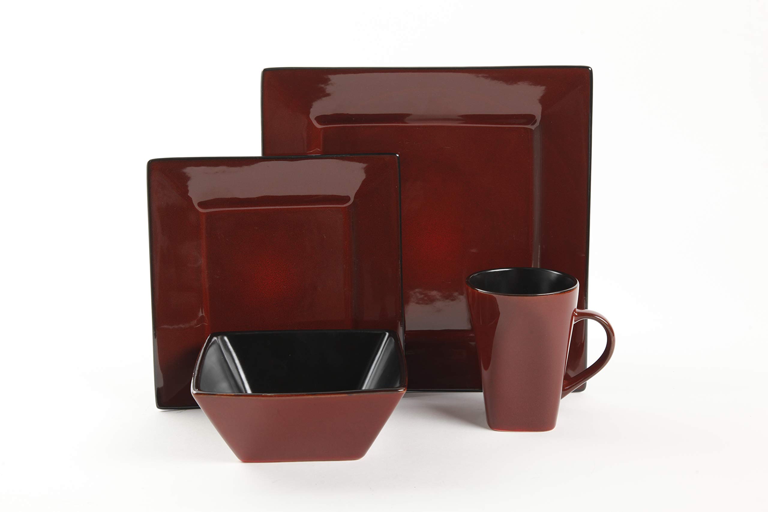 Gibson Elite Kiesling 16 Piece Dinnerware Set, Red