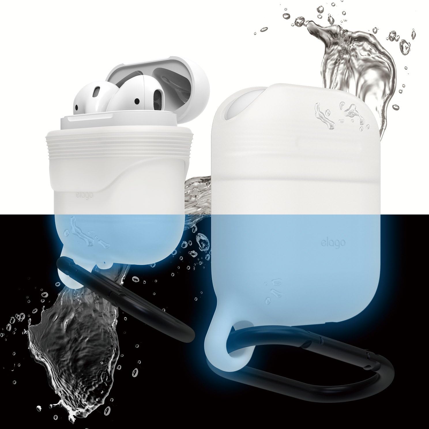 Amazon Com Elago Waterproof Hang Case Designed For Apple Airpods 1 2 Us Patent Registered Nightglow Blue Electronics