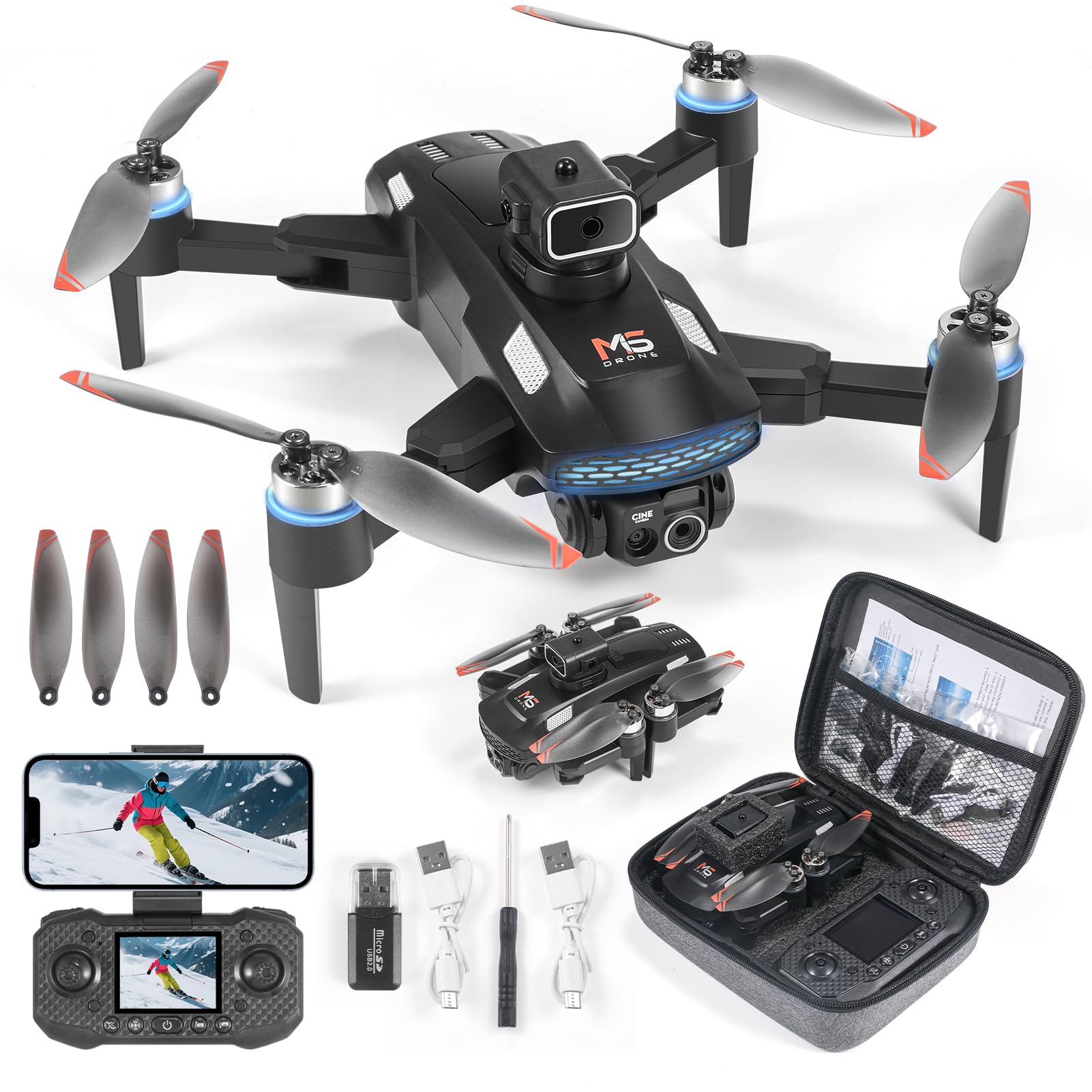 Photo 1 of Drone With 4K Dual Cameras, Mini Drones One Key Take Off/Landing,Brushless Motor,Altitude Hold, Waypoint Fly, Headless Mode, 360°Flip, 2 Batteries, jsdhfhrryu353