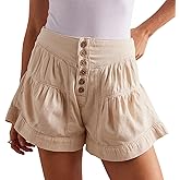 utcoco Women's 2025 Denim Shorts Casual Summer High Waisted Wide Leg Buttons Pleated Ruffle Jean Shorts