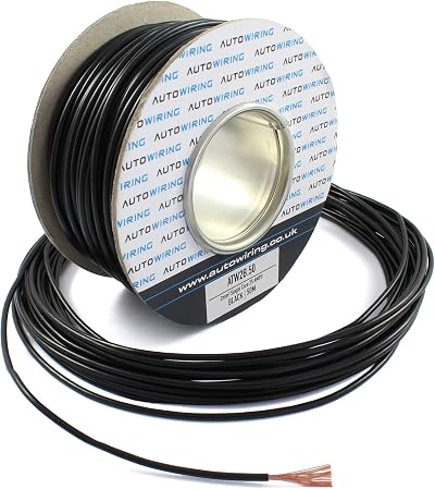 Autowiring 25A 2mm² Single Core Copper Cable 12/24V Thin Wall Black 10M