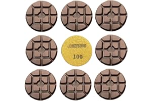 COMEFLOOR Concrete Floor Polishing Pucks Diamond Resin Disc for Terrazzo, Marble, Granite Floor, 3 Inch Hook and Loop Polishing Pad,100# 9PCS