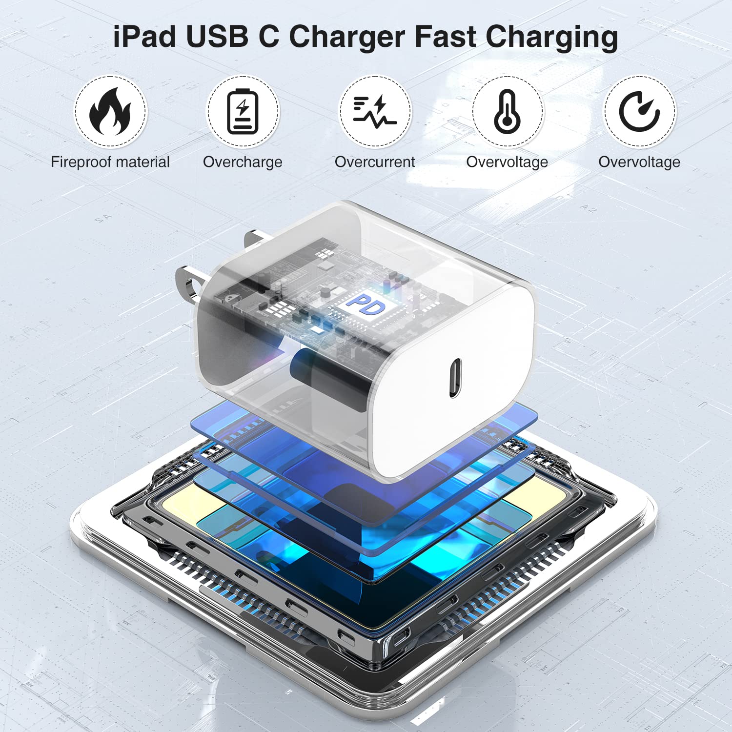 iPhone 17 16 15 Fast Charger 10ft, USB C Charging Block and Long Type C to C Cable Cord, iPad Wall Plug Power Adapter Cube Brick for Apple iPhone 17 Pro Max/17 Air/16 e/16 Pro/15 Plus/15 Mini/Samsung