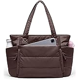 Tote Bag for Women with Zipper, Quilted Puffer Tote Bag with Compartments, Lightweight Puffy Work Bags for Women Travel