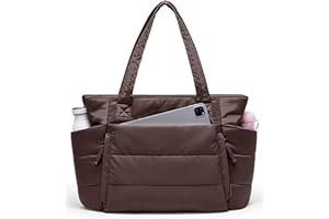 USELIKE Tote Bag for Women with Zipper, Quilted Puffer Tote Bag with Compartments, Lightweight Puffy Work Bags for Women Travel