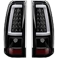 MiKaFex Tail Light Assembly Compatible With 2003-2006 Chevy Silverado 1500 2500 3500 Driver and Passenger Side Smoke Black LED Rear Brake Lamps With Bulb Inside And Wiring Harness