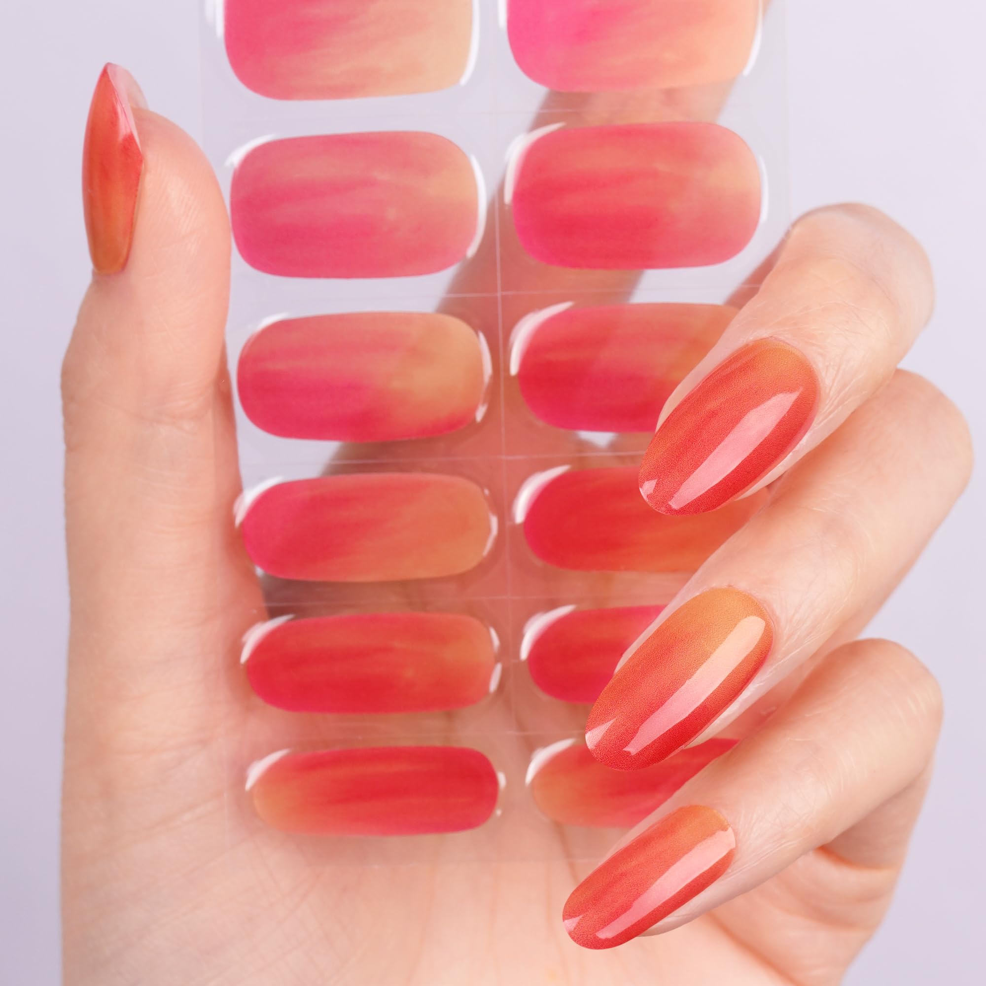 DANNI & TONI 28Pcs Semi Cured Gel Nail Polish Strips Gel Nail Stickers,Salon-Quality Nail Polish Strips Manicure Stickers Set(Shy Rose)