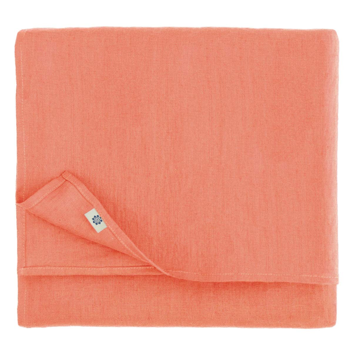 Linen & Cotton Tablecloth Table Linen Cloth Cover Hygge - 100% Linen, Coral Roses (140 x 250 cm) Rectangular Washable Table Cloth for Home Kitchen Dining Table Decoration Restaurant Hotel Summer Party