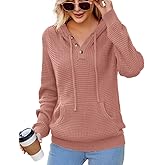 VIMPUNEC 2025 Fall Womens Hoodies Oversized Casual Fashion Sweaters Long Sleeve V Neck Knit Pullover Tops
