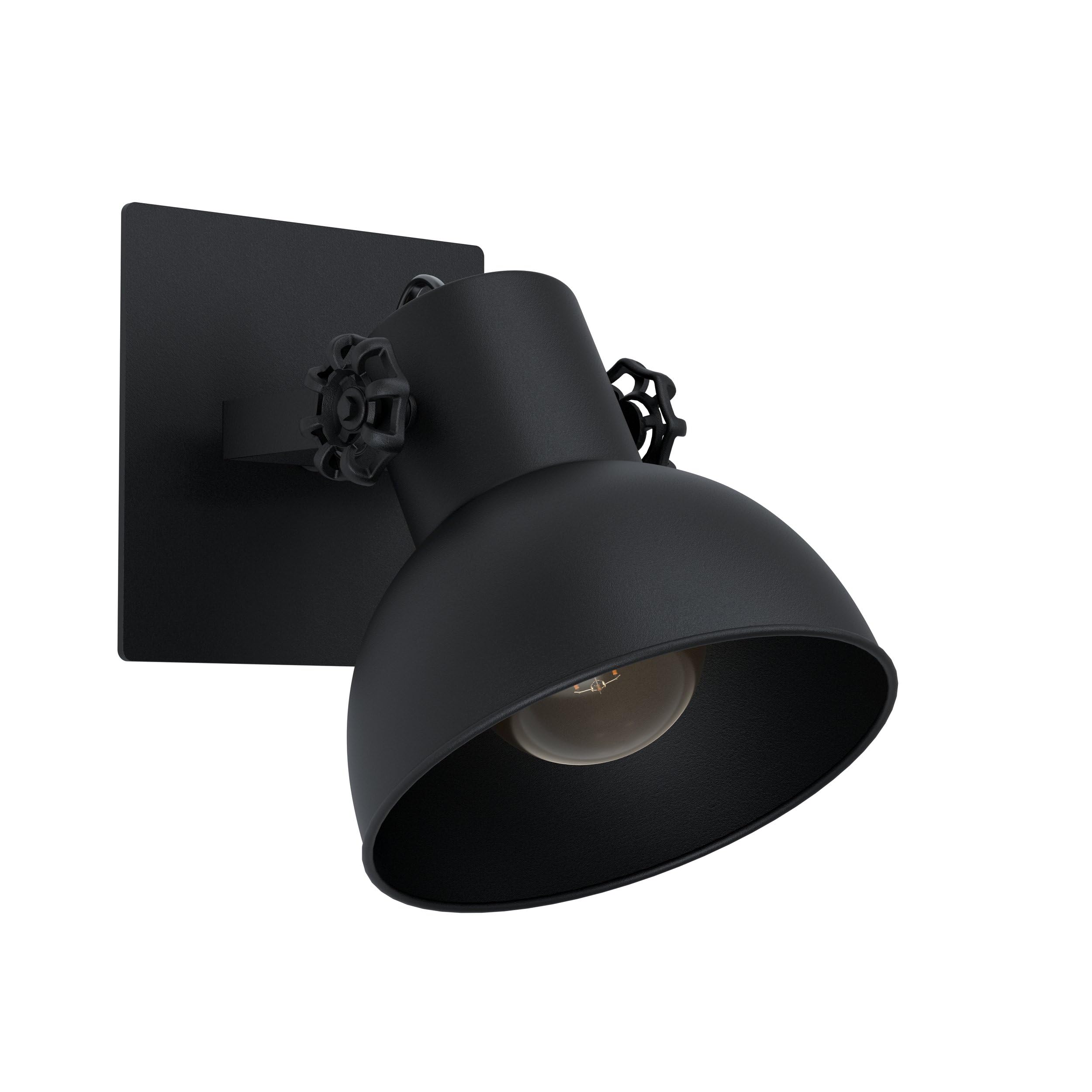 Eglo Indoor wall Light Barnstaple 1, lamp in Vintage, Industrial and Retro Design, Living Room and Hallway Lighting Fixture Made of Black Steel, Spotlight with E27 Socket