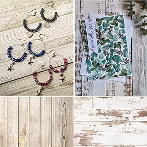 2 Pieces Pack Double Sided Background 4 Patterns: Food Photography Backdrop Gourmet Blogger Shot Cosmetic Makeup Photo Flat Lay Backdrop ins Style Marble Textures Board Rustic Grunge Wood Background