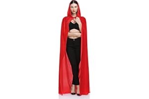 Ammiko Velvet Cape Unisex Cloak with Hood Halloween Costume Hooded Cloak Adult Vampire Witch Cape for Women Men