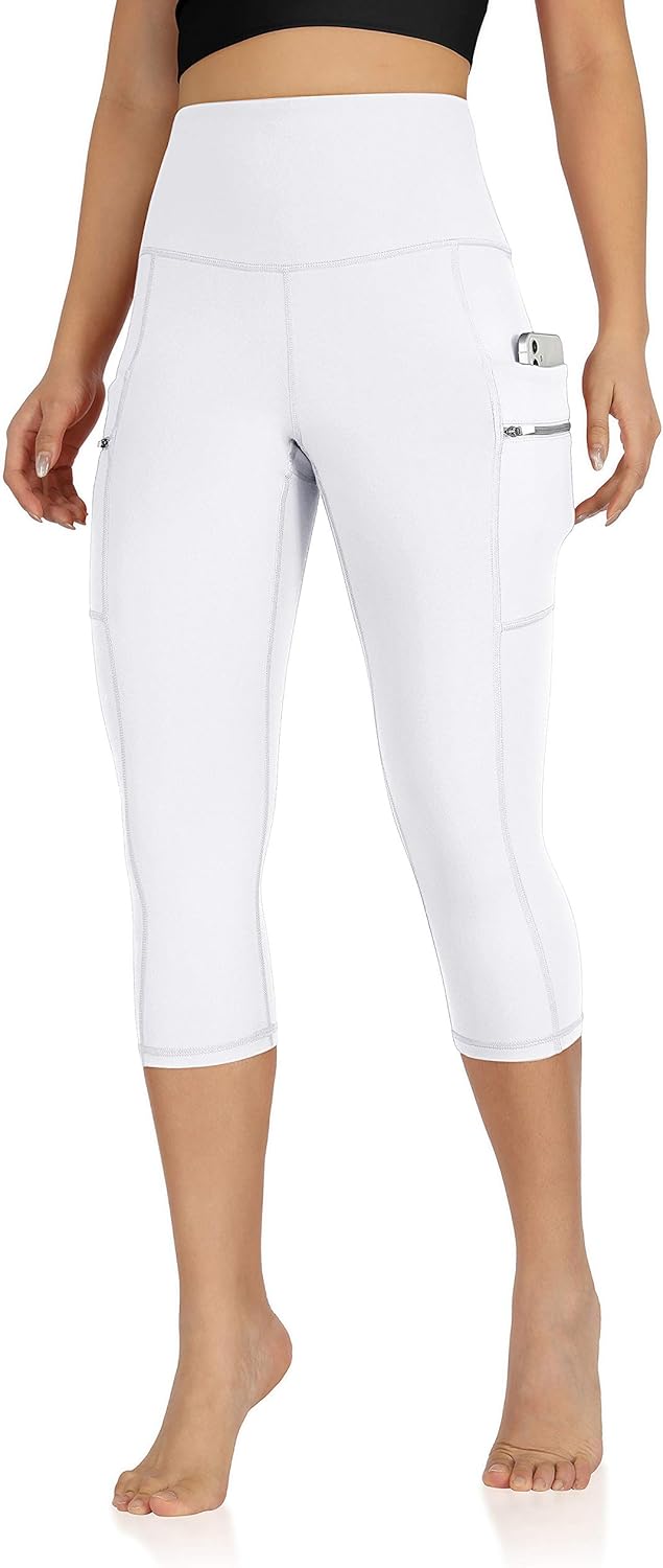 ODODOS Women's High Waisted Dual Pockets Workout Capris Leggings, Sports Running Yoga Gym Athletic Leggings- 19" / 28" Inseam: Clothing
