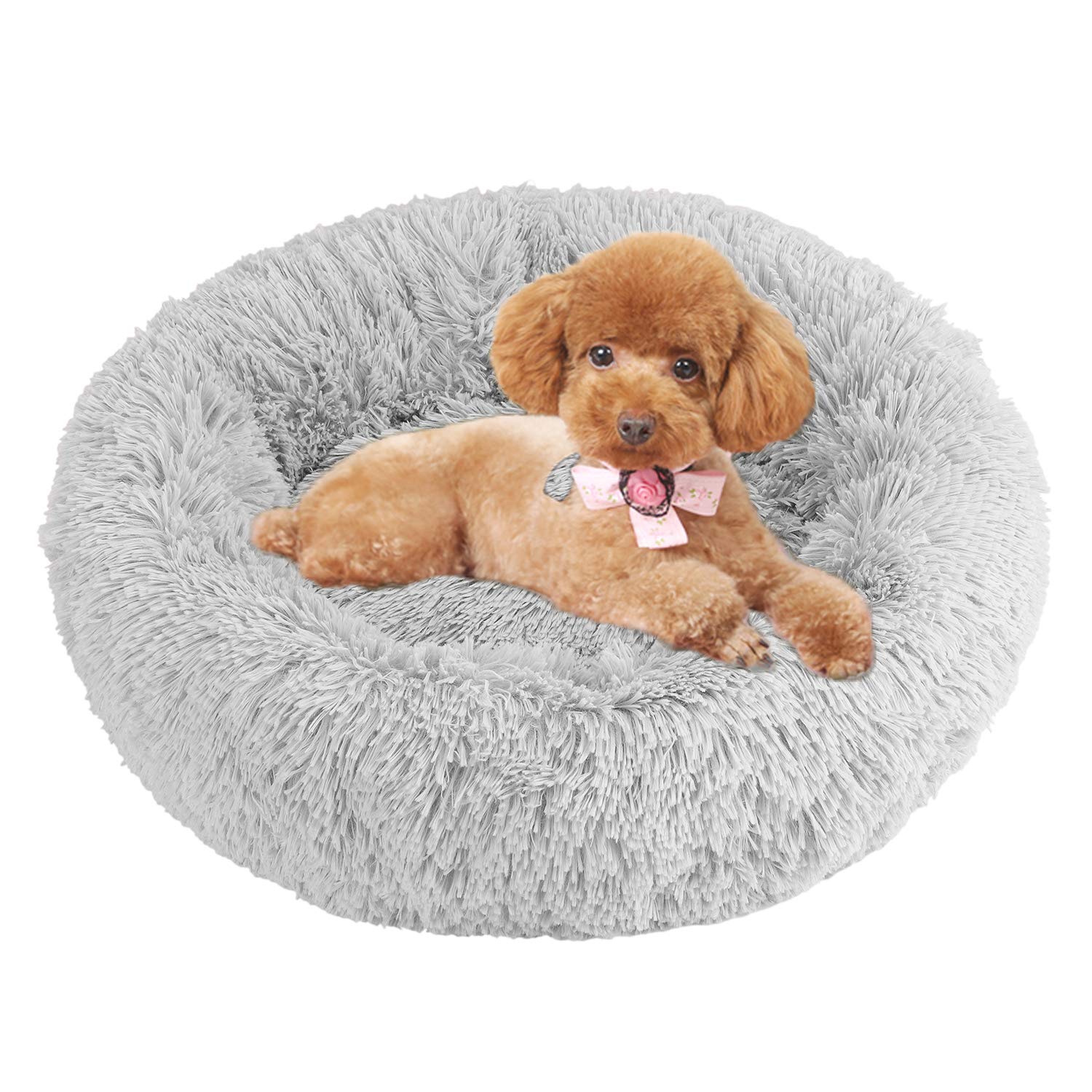 Calming Cat Bed Fluffy Plush Cat Bed Dog Bed Donut Cat Bed Cat Marshmallow Bed Round Pet Bed Cat Basket Bed Pet Nest Sofa Bed Pet Sleeping Bed Cushion Mat For Small Medium Dogs Puppy Bunny Washable