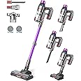 MQDXE Cordless Stick Vacuum Cleaner: 550W Powerful Suction, LED Display, 55 Min Runtime, Anti-Tangle Brush, Rechargeable Batt