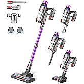 MQDXE Cordless Stick Vacuum Cleaner: 550W Powerful Suction, LED Display, 55 Min Runtime, Anti-Tangle Brush, Rechargeable Batt