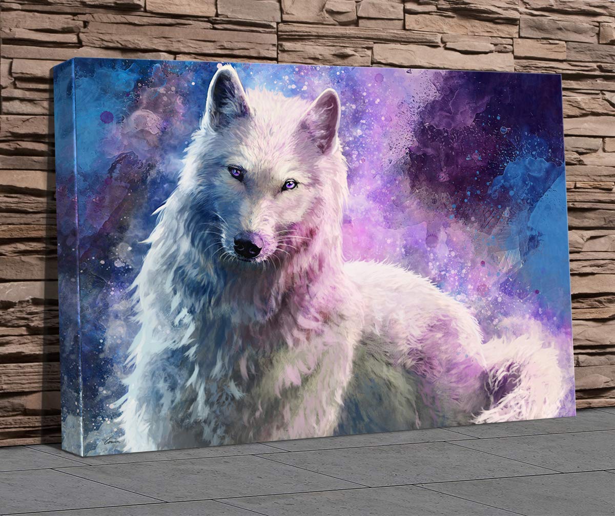 "White Wolf Galaxy" Canvas Print Large Canvas Wall Art A3 A2
