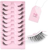 Sixstarhair Half Lashes Natural Look 10 Pairs Cat Eye Wispy Clear Band view 3