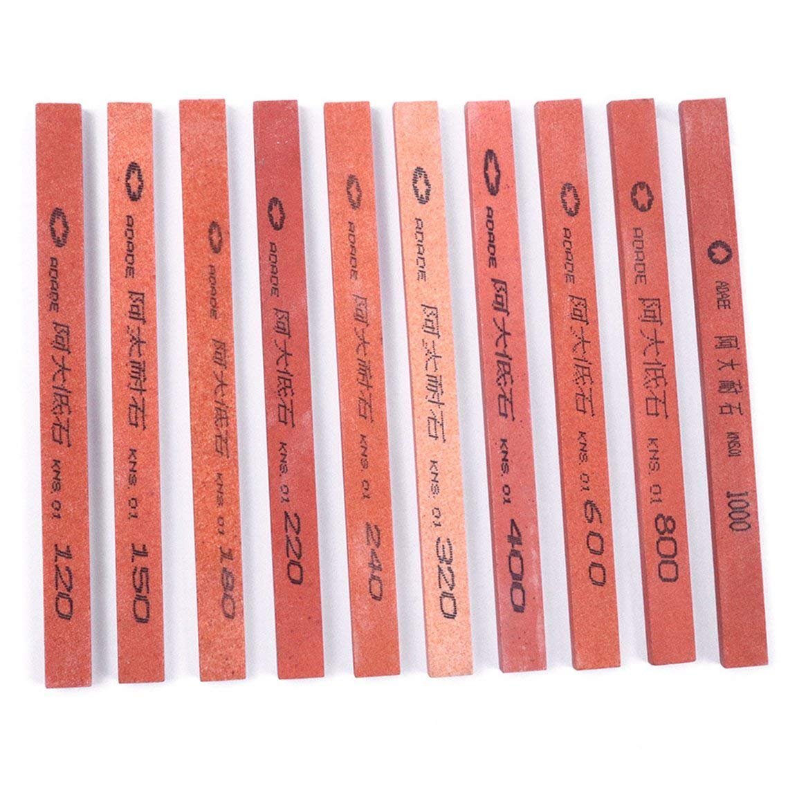 CHEERBRIGHT Sharpening Stone Set - 10pcs Assorted Sizes Whetstone Polishing Stone Kit 120#, 150#, 180#, 220#, 240#, 320#, 400#, 600#, 800#, 1000#