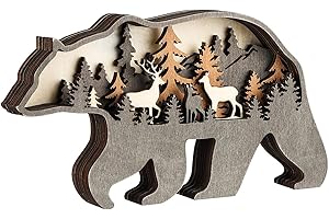 Laozai Wooden Forest Animals Bear Decor Cabin Rustic Decor Wall Decorations Mountain decor for Bedroom Living Room Table Decorative