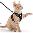 rabbitgoo Cat Harness and Leash for Walking, Escape Proof Soft Adjustable Vest Harnesses for Cats, Easy Control Breathable Reflective Strips Jacket, Black, XXS