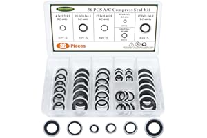 BUSY-CORNER A/C System Compressor Gasket Seals Air Conditioning Compressor Port Seal Washer Kit (36)