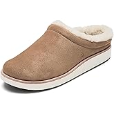 OLUKAI Mani Women's Leather Mule Slippers, Soft & Comfortable Slippers with Fleece Lining, Thick Rubber Outsole, All-Day Wear