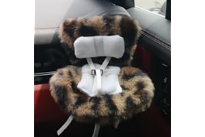 WALANT Doll Car Seat, Accessories for 10-17cm Dolls - Adjustable Safety Strap, Air Vent Clip & Desktop Stand, Soft Cushion, Cute Car Ornament Gift for Collectors & Fans (Brown Leopard Print)