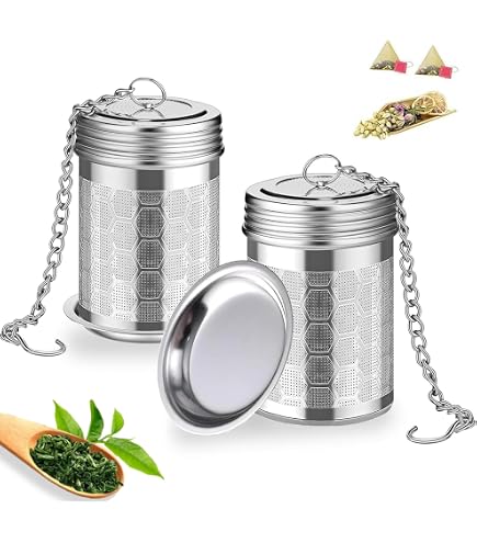 Infuseur à Thé En Acier Inoxydable - Boule à Thé Maille Fine, Chaîne Et Crochet - Pour Thé En Vrac, Facile à Nettoyer - Qualité Alimentaire - 8