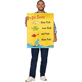InSpirit Designs Adult QU!K CHANGE Dr. Seuss One Fish, Two Fish, Red Fish, Blue Fish Book Cover Costume | Officially Licensed