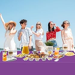 WNINK 2 Pack Purple Tablecloths Disposable Table