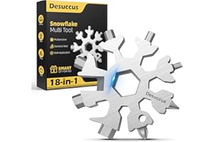 Desuccus 18-in-1 Snowflake Multi Tool, Stainless Steel Snowflake Bottle Opener/Flat Phillips Screwdriver Kit/Wrench, Stocking Stuffers for Men(Standard-Stainless Steel)
