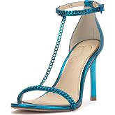 Jessica Simpson Women&rsquo;s Qiven T-Strap High Heel Sandal with Chain Detail