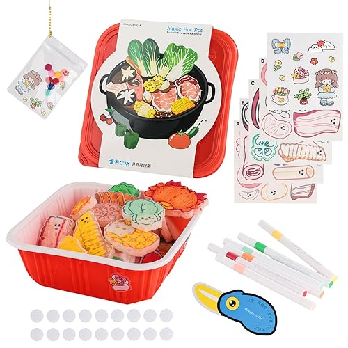 Kids Kitchen Toys Set - Plastic Food Toys, Freestyle Coloring Creation, Early Education and Intellectual Development, Soak in Water Swelling, Realistic Simulation Cooking, Loved by Children