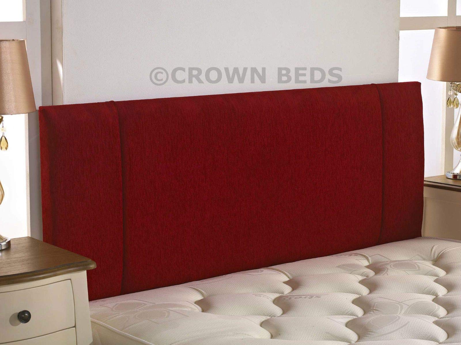 CROWNBEDSUK QUALITY PORTOBELLO CHENILLE HEADBOARD 2ft6,3ft,4ft,4ft6,5ft,6ft (2FT6 SMALL SINGLE, Red)