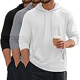 Evervibe 3 Pack Men's Big and Tall Hoodies Long Sleeve Lightweight Pullover with Pocket Casual Gym Workout Active Sweatshirts