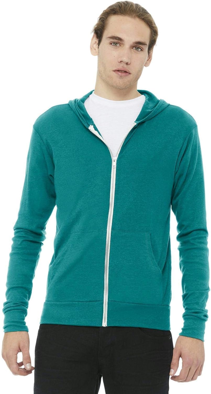 Bella + Canvas Unisex Triblend Full-Zip Lightweight Hoodie: Bella+Canvas: Clothing
