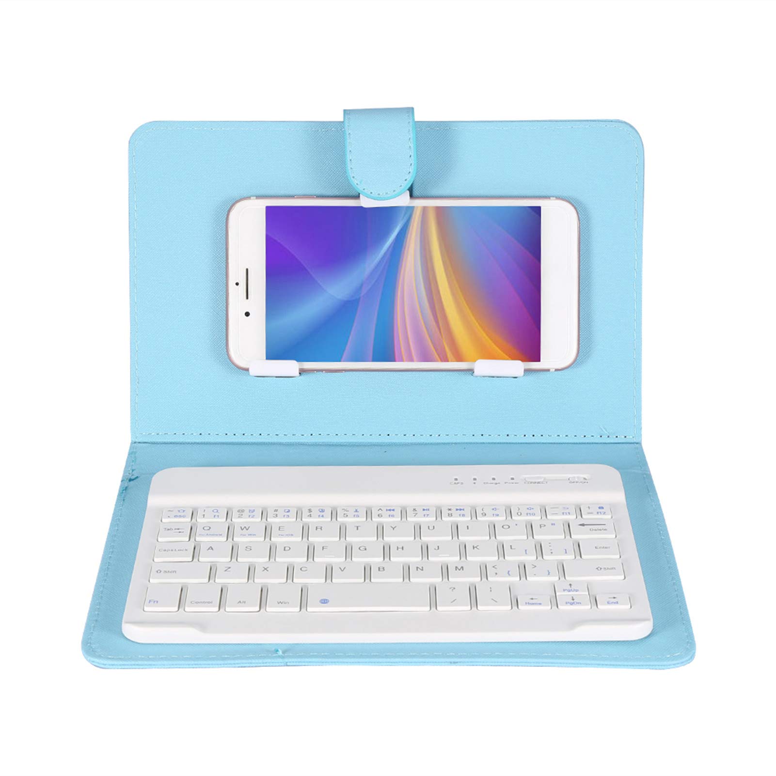 Bindpo Bluetooth Keyboard & Case, Universal Wireless Bluetooth Keyboard + Protective Case + Stand for 4.5-6.8 inch Mobile Phone and Tablet(Blue)