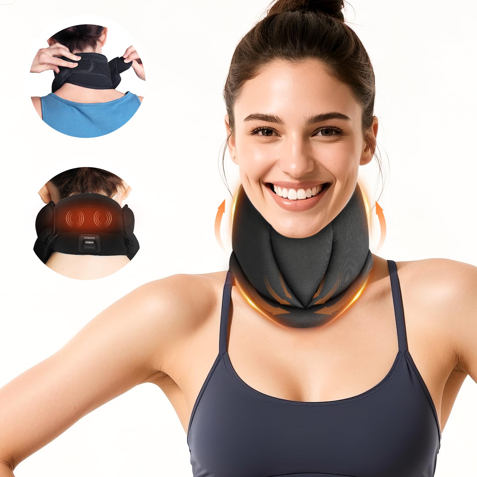 Photo 1 of Heated Neck Braces for Neck Pain and Support, Adjustable Soft Cervical Collar Promote Proper Posture & Spinal Alignment at Work, During Trip, and While Sleeping for Women & Men