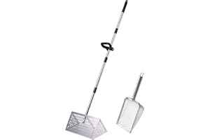 Sand Flea Rake 16" Wide - Detachable 54" Handle with Shark Tooth Screen - Steel Beach Rake for Fishing Bait, Shelling, Yard C