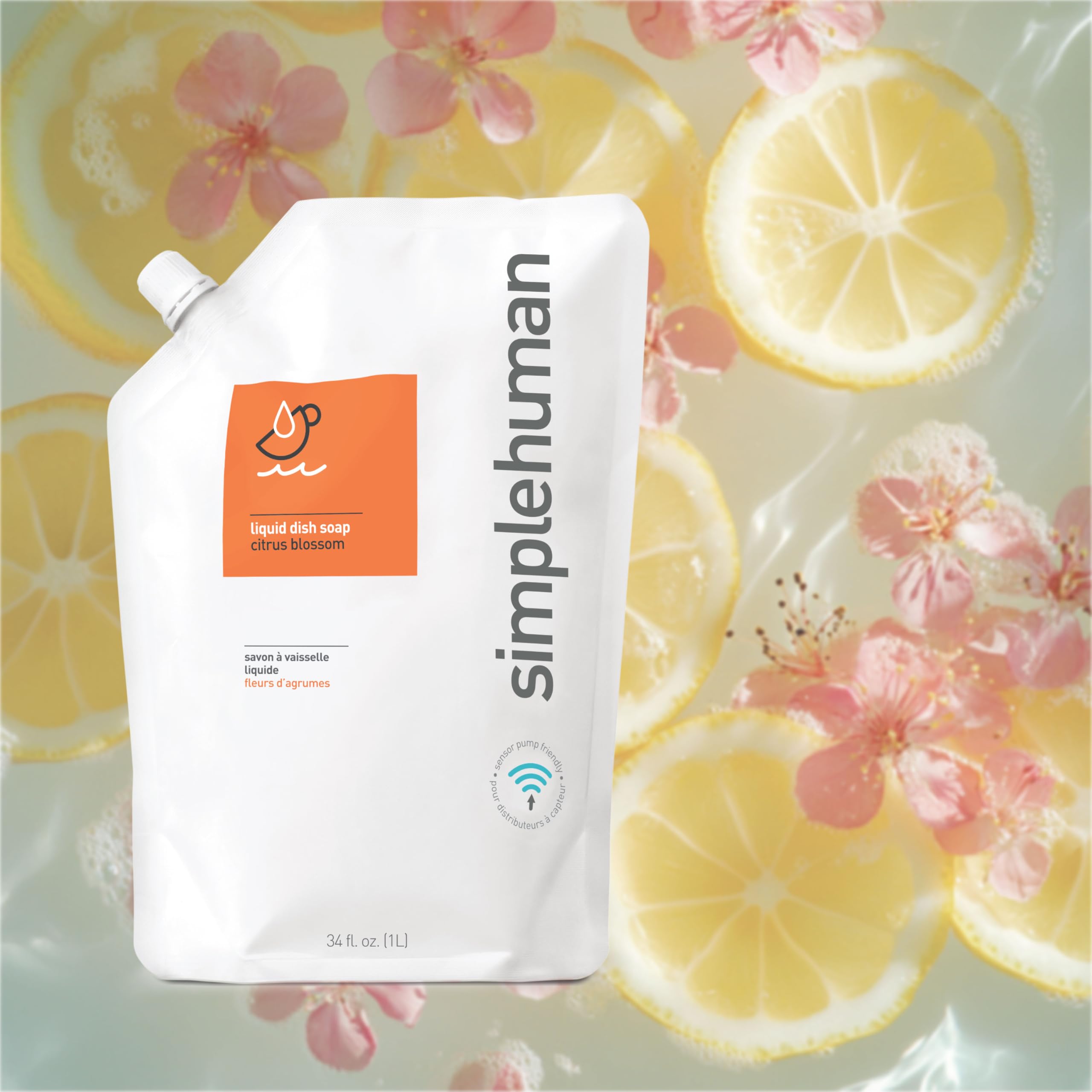 simplehuman Citrus Blossom Dish Soap Refill Pouch, 34 Fl Oz.
