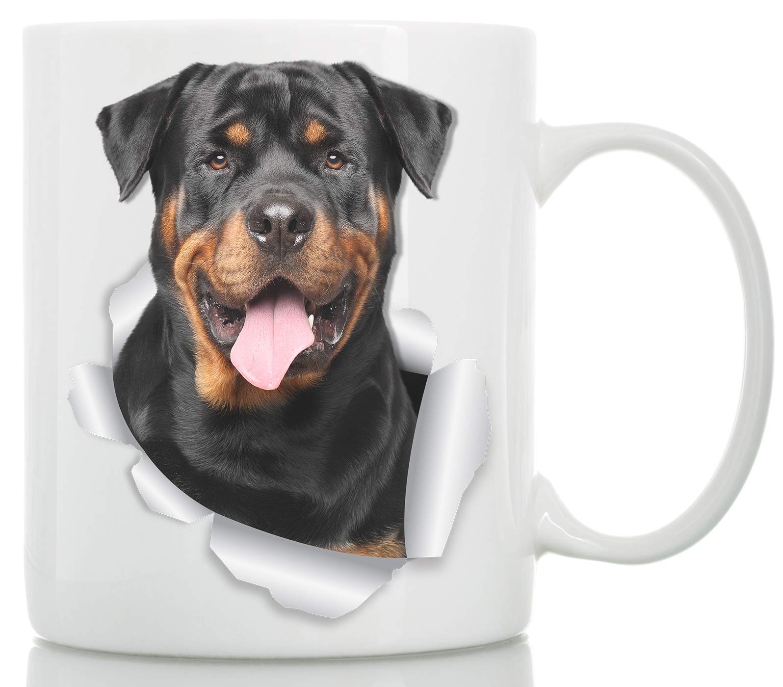Smiling Rottweiler Ceramic Coffee Mug for Dog Lovers - Cute Home Decor for Rottie Mom - Great Birthday or Christmas Surprise (11oz)