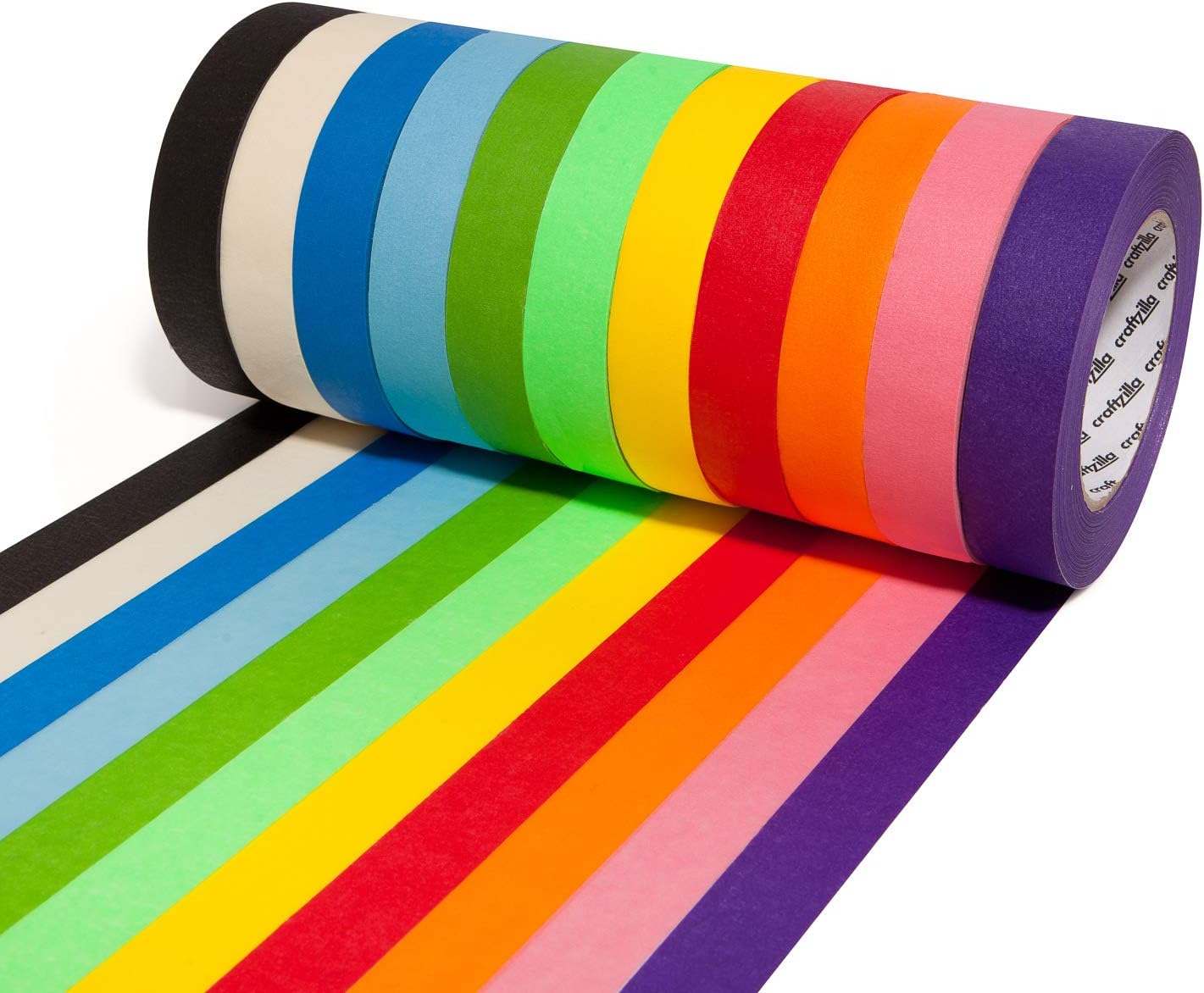 Colored Masking Tape - 11 Pack of 1 inch x 60yd Extra Large Rolls - 660 yards of Rainbow Color Craft Paper Tape - Colorful Teacher Tape for Art, Labeling, Classroom Decorations, Bulk Teaching Supplies