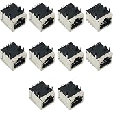 FMHXG RJ45 PCB Jack 10PCS Shielded RJ45 8P8C 90 Degree Angle Network Modular Connector for PCB, CAT5/5e/6 Computer LAN 8P8C Female Connector