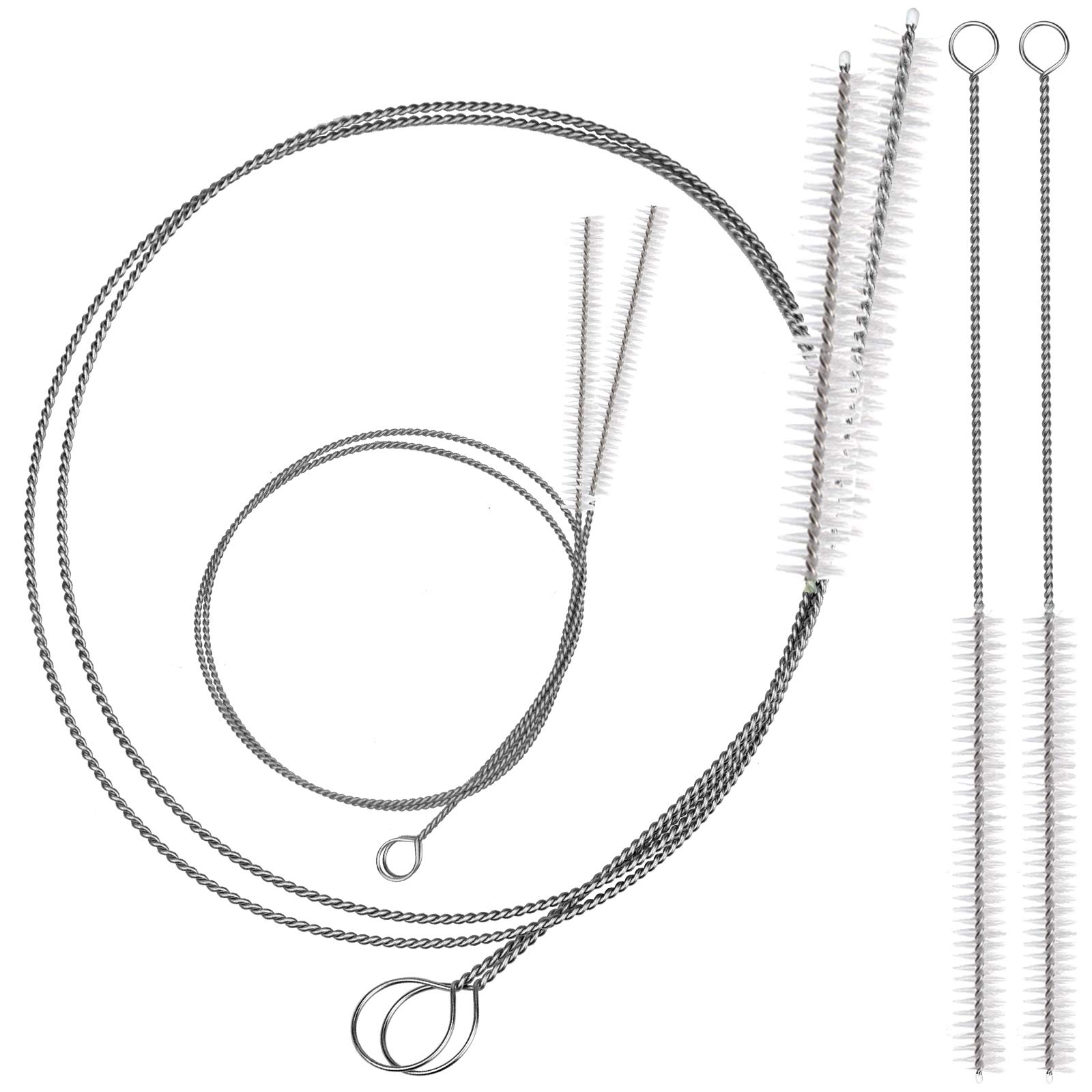 6Pcs Feeding Tube Brush, 32 Inch Bottle Cleaning Brush Small Pipe Cleaners for G Tube Peg Tube Test Tube Straw Brushes for Cleaning Keg and Fermenter Tube Hose - 0.5/0.8/1cm Diameter