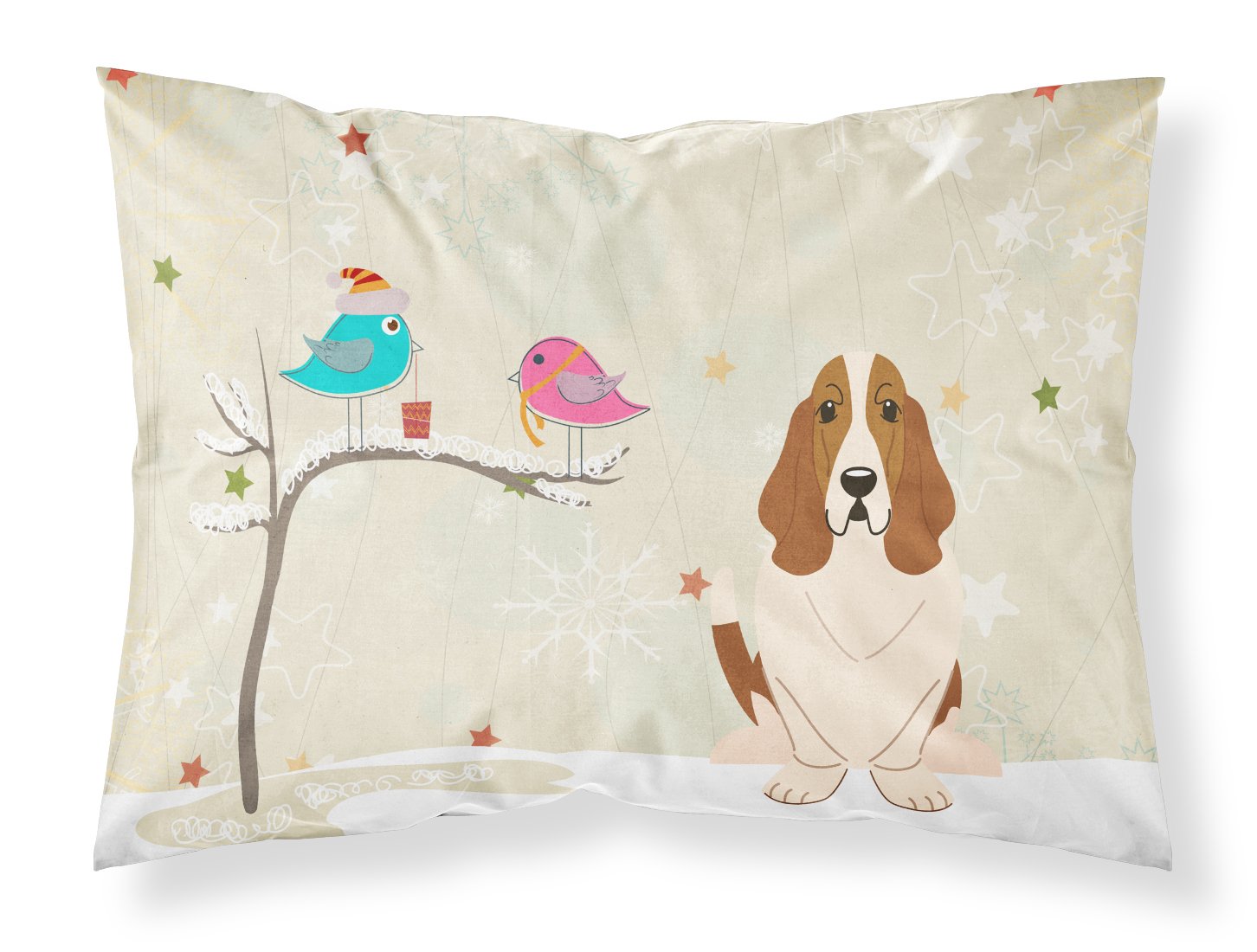 Caroline's Treasures between Friends Basset Hound Fabric Standard Pillowcase BB2493PILLOWCASE, Polyester, 30" x 20.5" (Pack of 1)